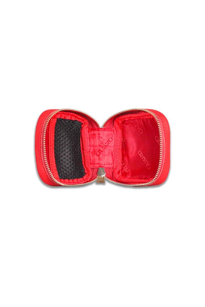 Red Zippered Leather Mini Accessory Bag