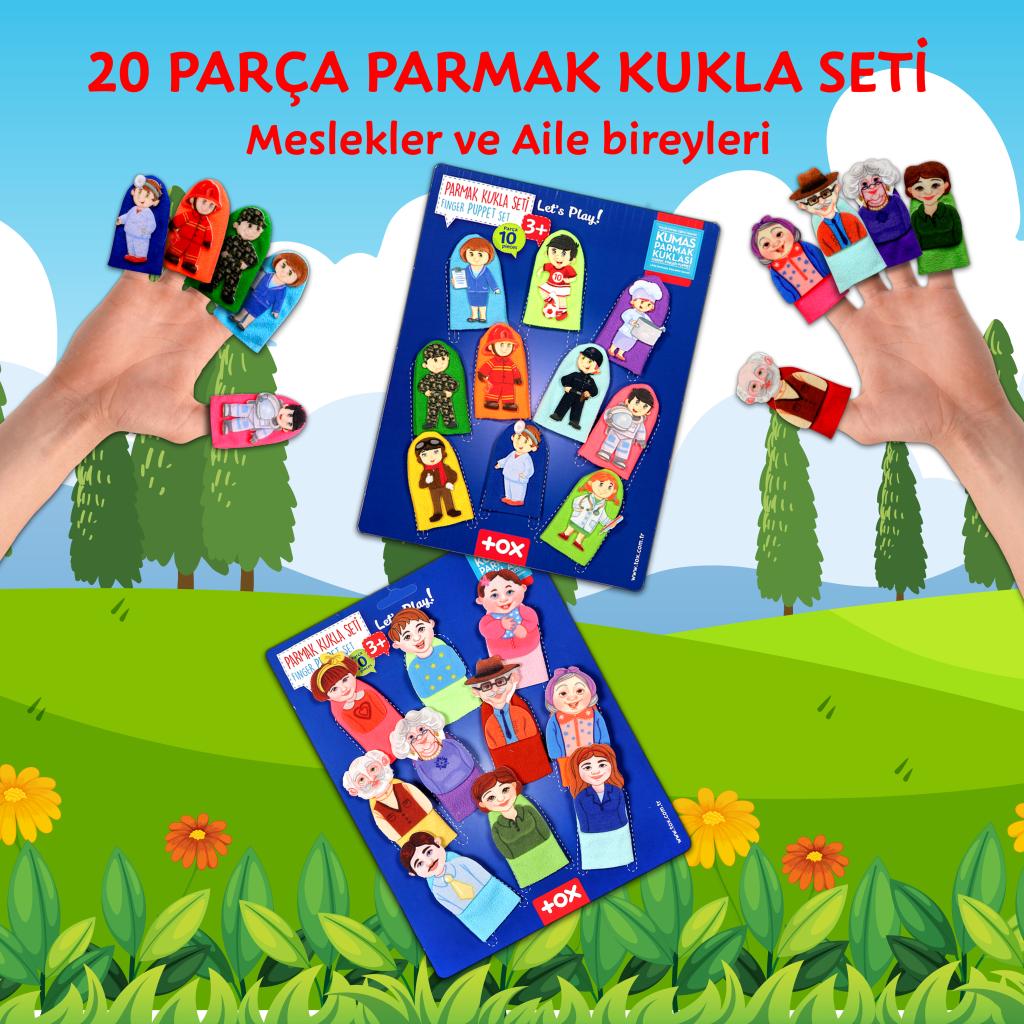 2 Sets - 20 Pieces Family Members and Professions 20 Piece Finger Puppet