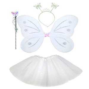 White Butterfly Costume - White Butterfly Costume Accessory Set 4 Piece