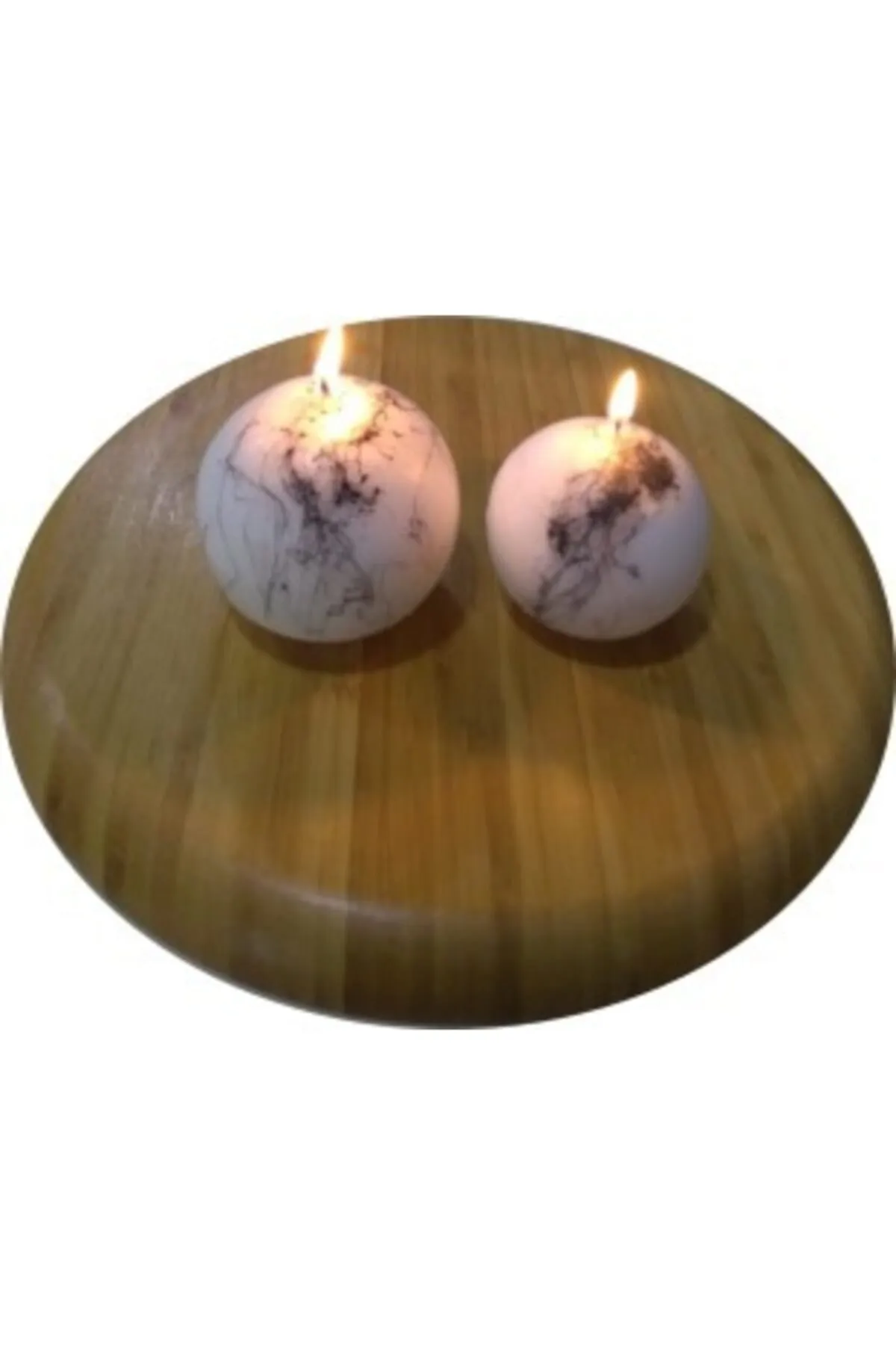 2-Piece Candle Set Ball Big Size Small Size Marble Pattern Colorful Turk-G370