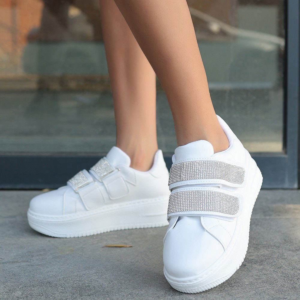 Jarxi White Skin Velcro Sneakers