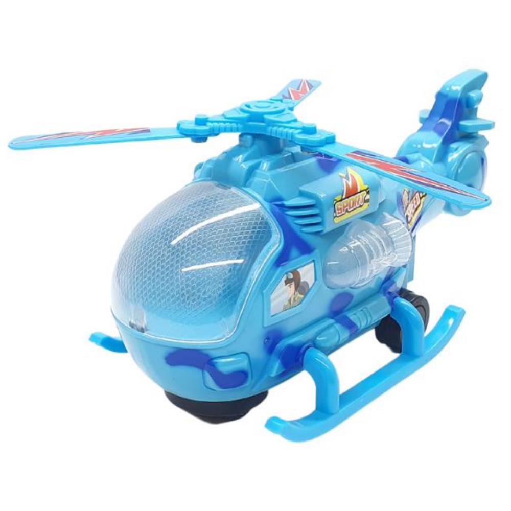 Ground Hovering Multiply Rotate Lighted Sound Helicopter 20 Cm