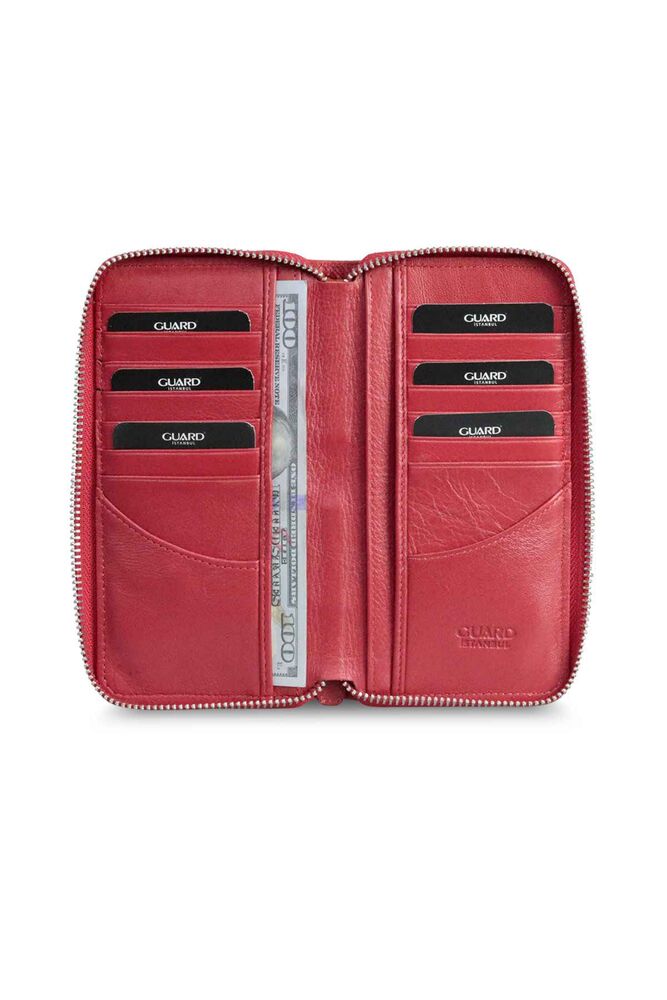 Red Safiano Zippered Portfolio Wallet