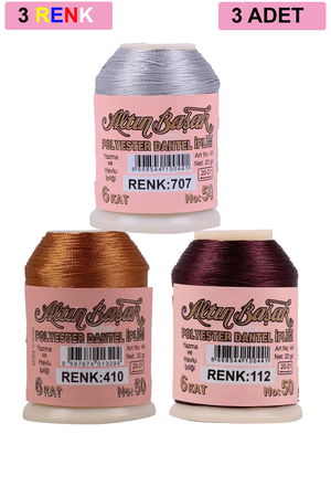 3 Pieces Altinbasak Oya and Lace Floss 20 gr - Turk - No: 410 - 112 - 707