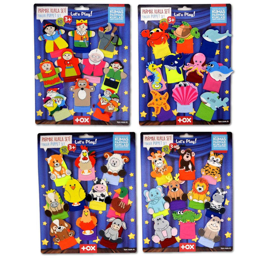 4 Sets - 40 Pieces Fairy Tale Heroes, Sea Creatures, Safari and Farm Animals Finger Puppet