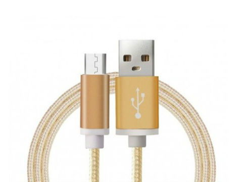 Android Braided Colorful Steel Charging Data Cable - Gold