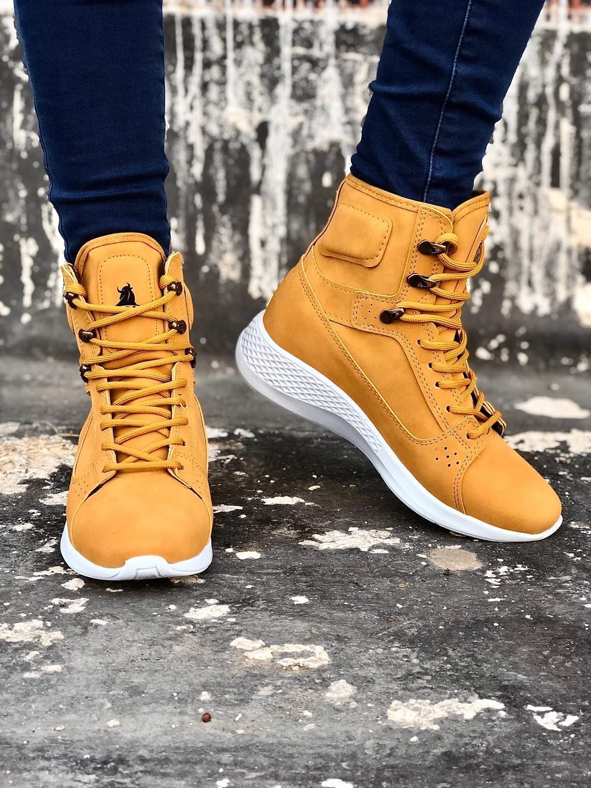 Lace-up Camel Yellow Short Boxer Unisex Sport Boots