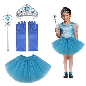 Kids Elsa Costume Elsa Skirt, Gloves, Crown and Wand Set of 4