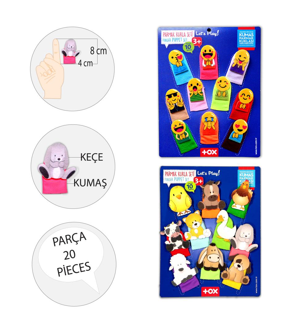 2 Sets - 20 Pieces Emojis and Pets Finger Puppet