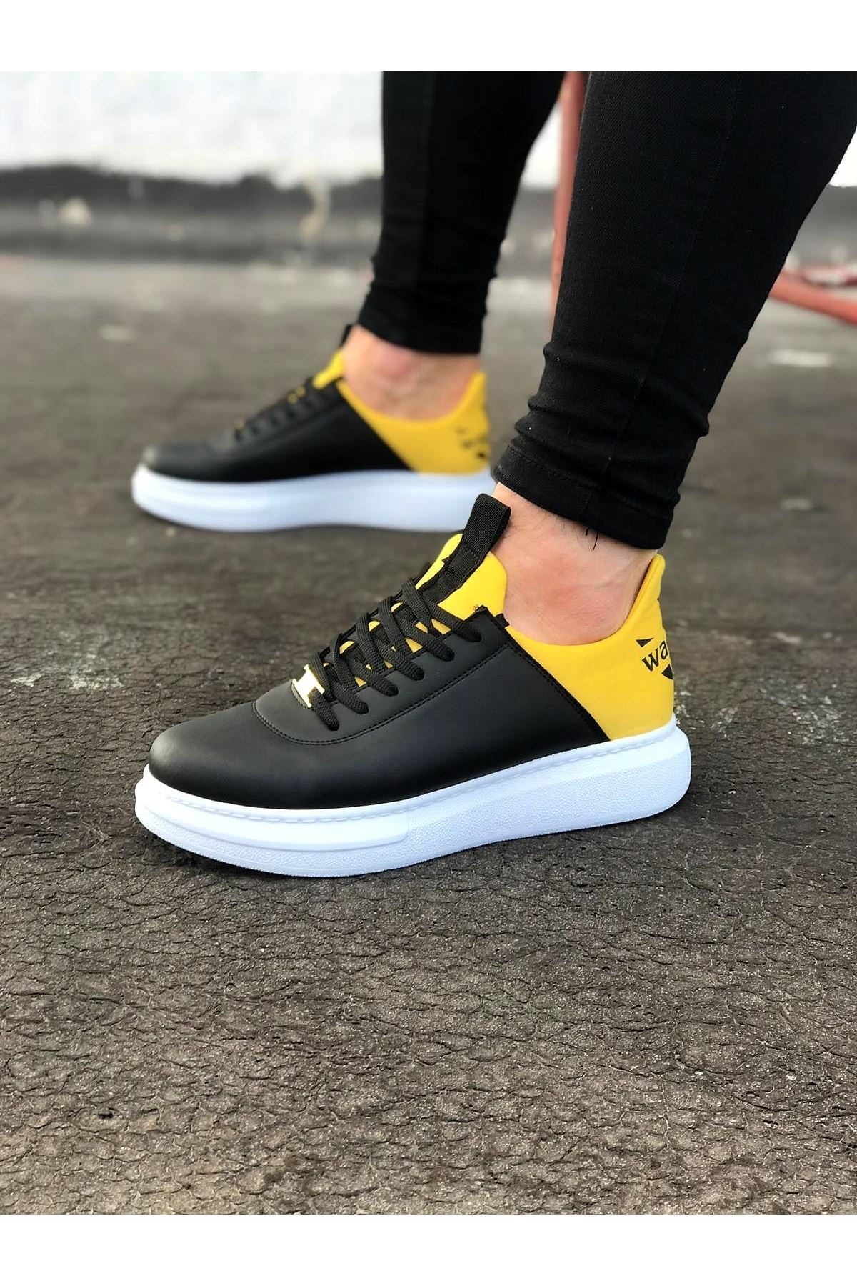 Black Yellow Thick Sole Casual Men's Shoes