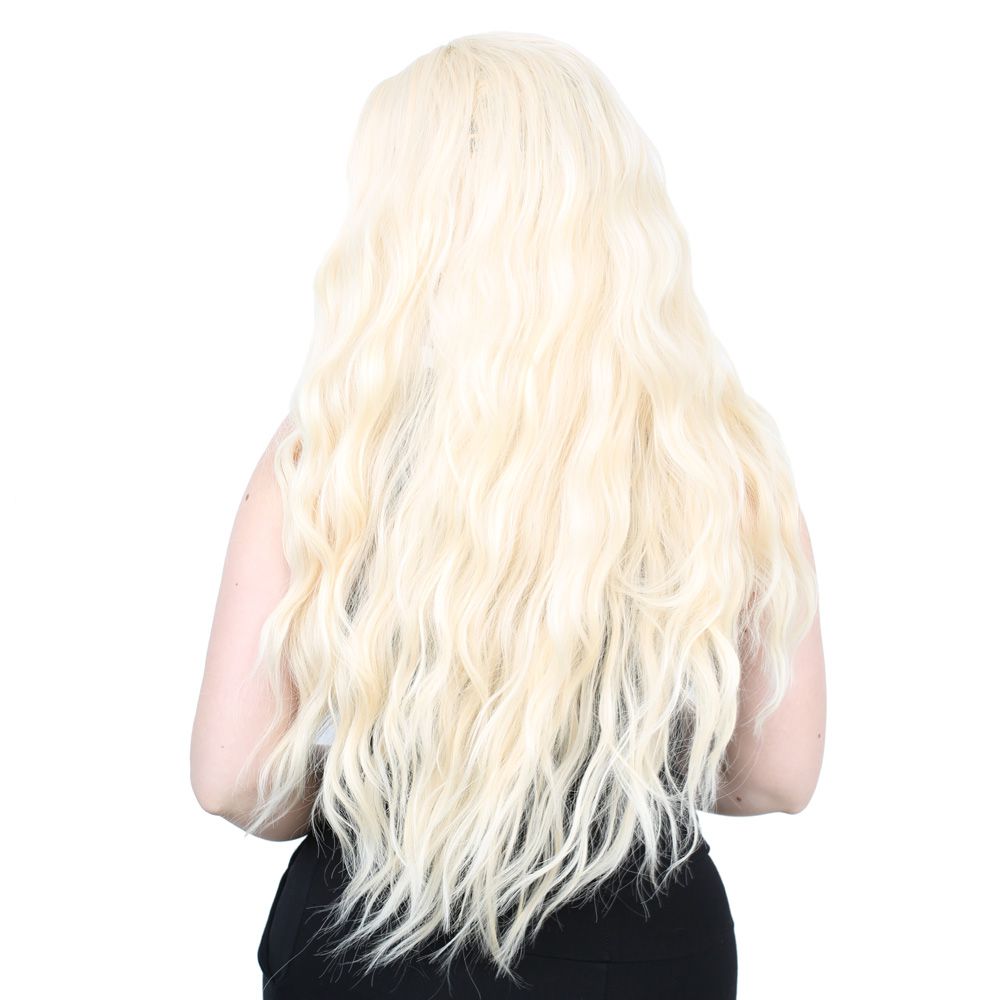 Kanekalon Fiber Synthetic Long Water Wavy Look Wig / Platinum