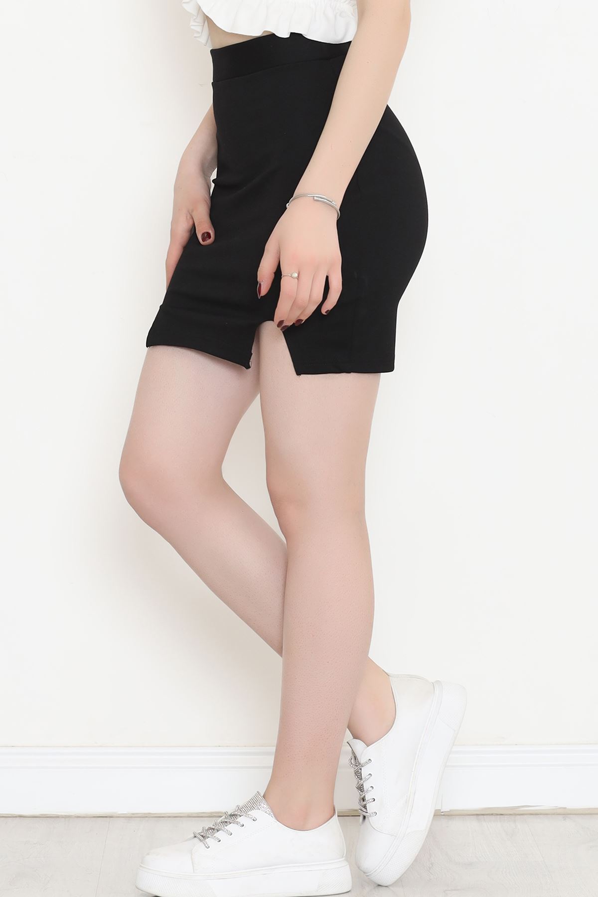 Double Slit Mini Skirt Black