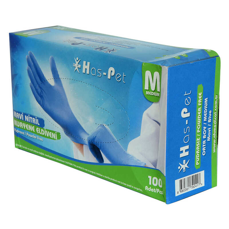 Powder Free Blue Nitrile Gloves Medium (M) 100 Pack