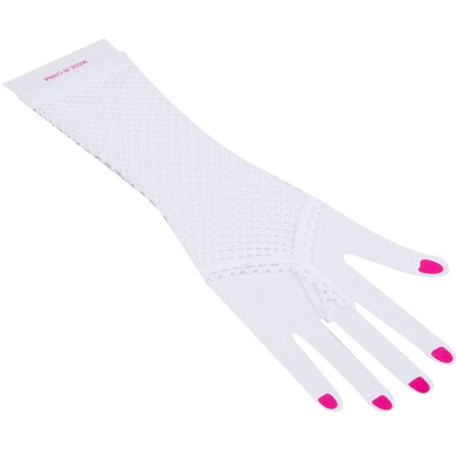 White Color Interlocking Mesh Knit Gloves 26 cm