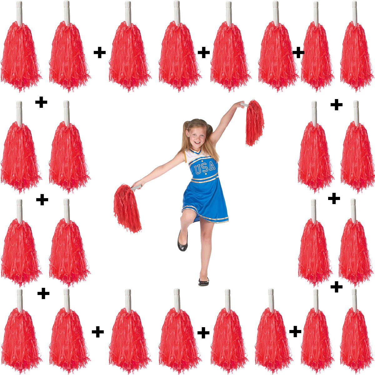 12 Pairs (24 Pcs) Red Color 23 April 19 May 29 October School Demonstration Pompoms