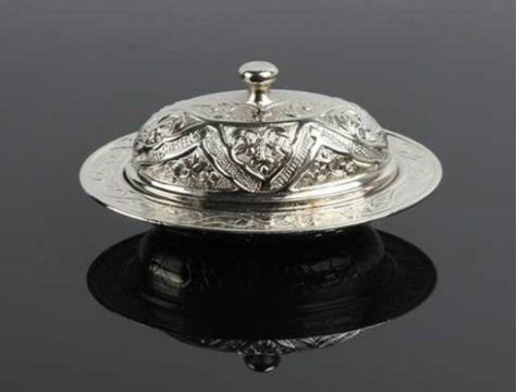 Ottoman Motif Turkish Delight Holder - Small Size - Silver