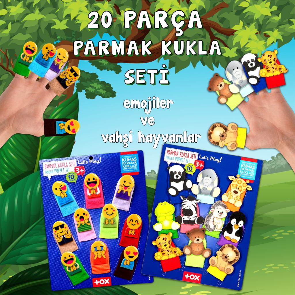 2 Sets - 20 Pieces Emojis and Wild Animals Finger Puppet