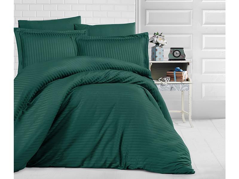 Striped Single Satin Duvet Cover Set Petrol