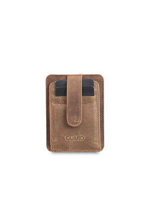 Vertical Crazy Tan Leather Card Holder