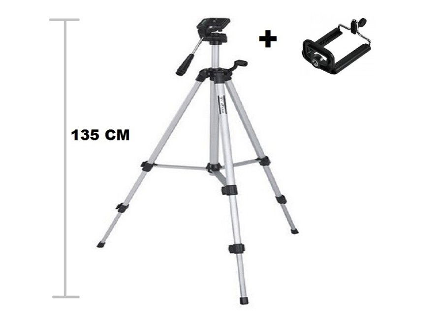 Tripod : Phone and Camera Holder Stand + Phone Holder - 105Cm