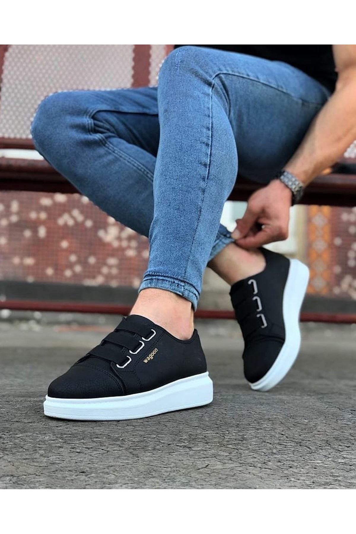 Black Thick Sole Casual Men's Shoes