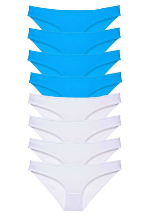 8pcs Super Eco Set Lycra Women Slip Panties White and Blue