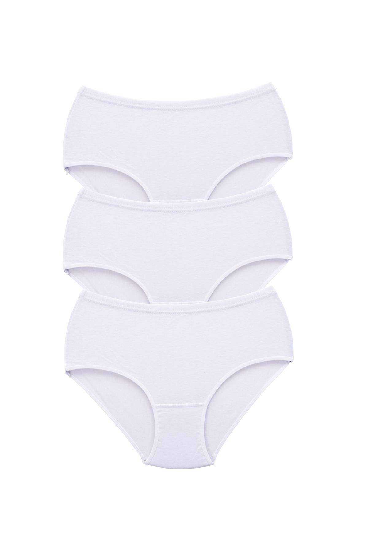 3Pcs Women High Waist Bato Thick Rubber Panties White