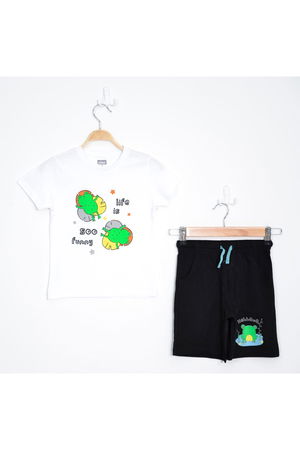 1-4 Years Printed Shorts Set White