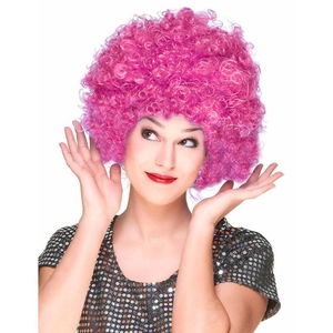 Fuchsia Color Curly Afro Bonus Wig Hair Party Wig