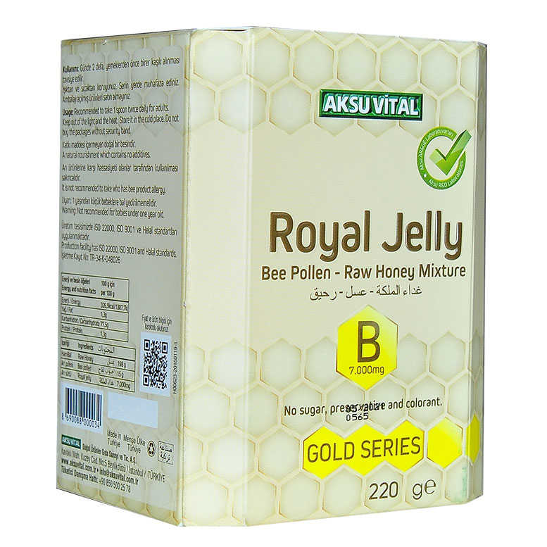 Royal Jelly Pollen Honey Blend B 7,000 Mg Gold Series 220 Gr