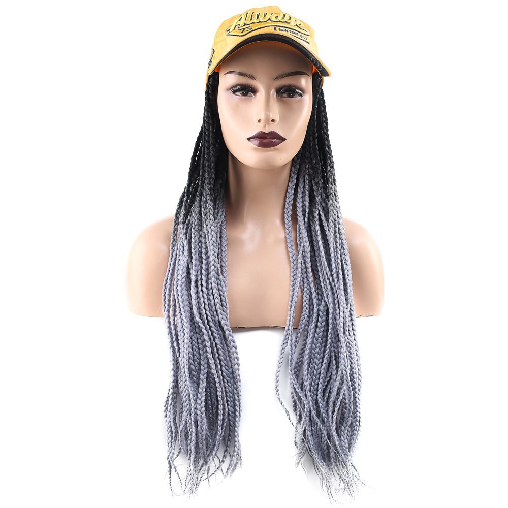 Yellow Hat Look Mesh Wig / Black / Light Gray Ombré