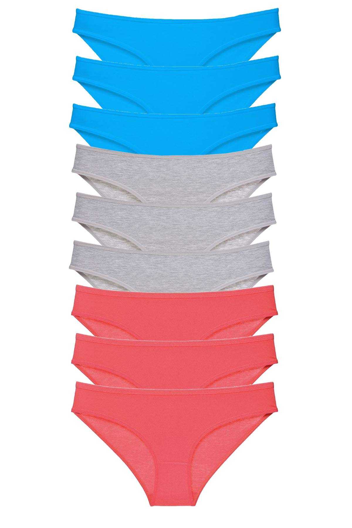 9pcs Super Eco Set Lycra Women Slip Panties Fuchsia Gray Blue