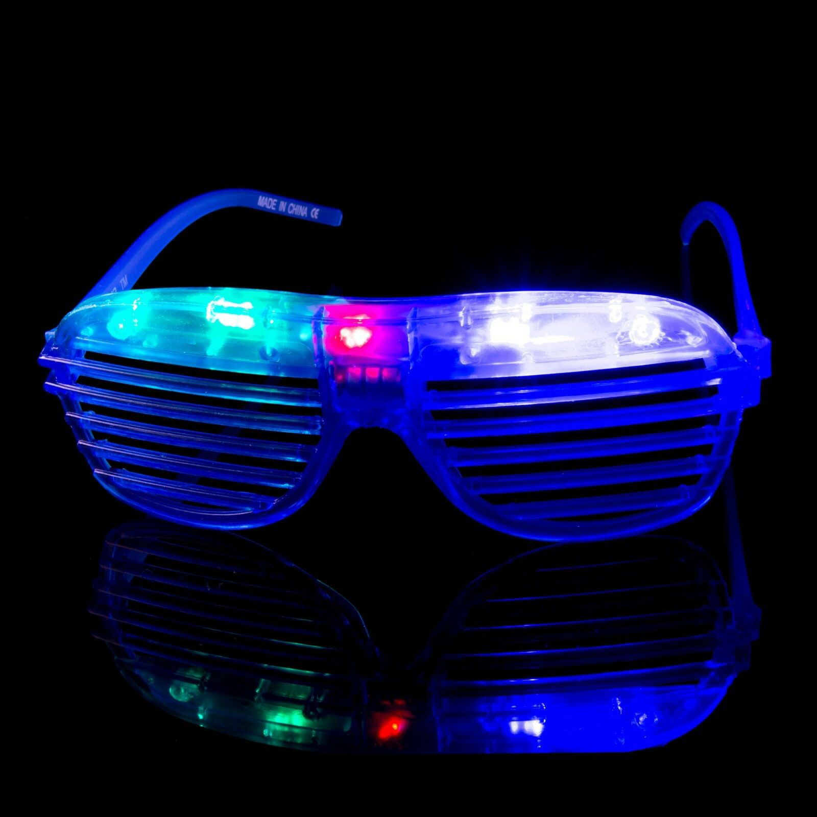 Led Lighted Battery Operated Blinds Shaped Colorful Flashing Luxury Party Glasses Assorted 12 Pcs