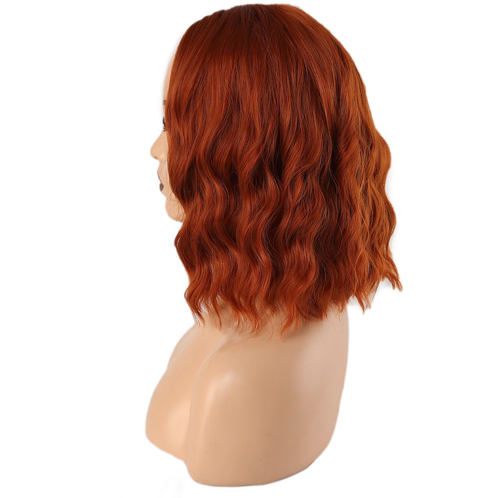 Kanekalon Fiber Synthetic Short Wavy Wig with Bangs / Copper