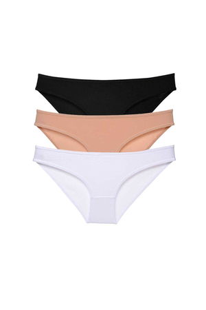 3pcs Super Eco Set Lycra Women Slip Panties Black Skin White