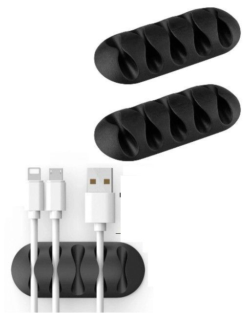 6 Pcs 5 Compartment Plug Cable Holder Organizer Adhesive Cable Organizer