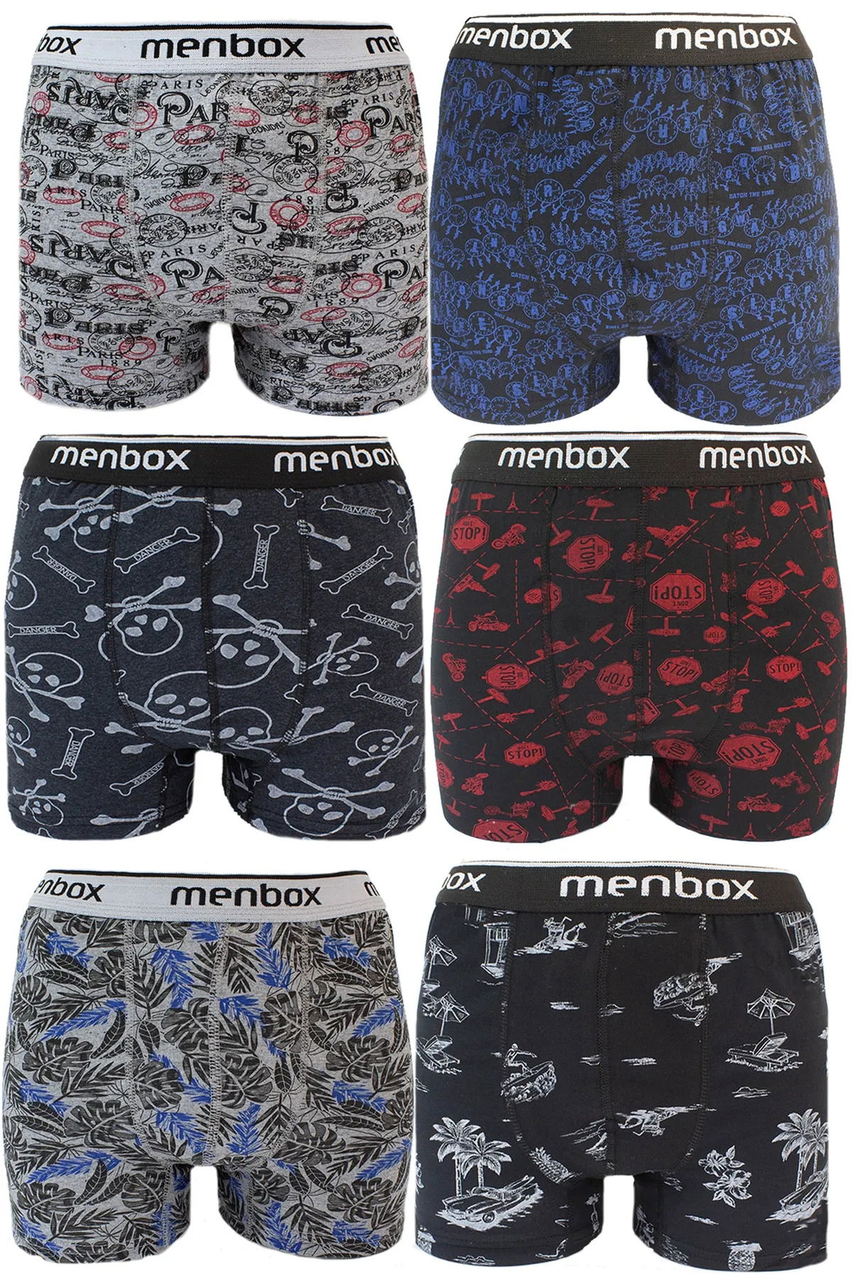 6 Pcs Lycra Men's Boxers Mixed Patterned Cotton