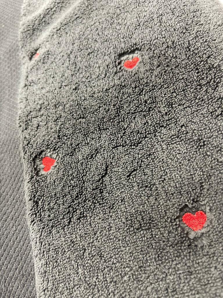 Lubow Love Dark Gray Red Embroidered 50x90 Towel Set of 6