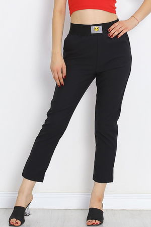 Elastic Waist Pants Black