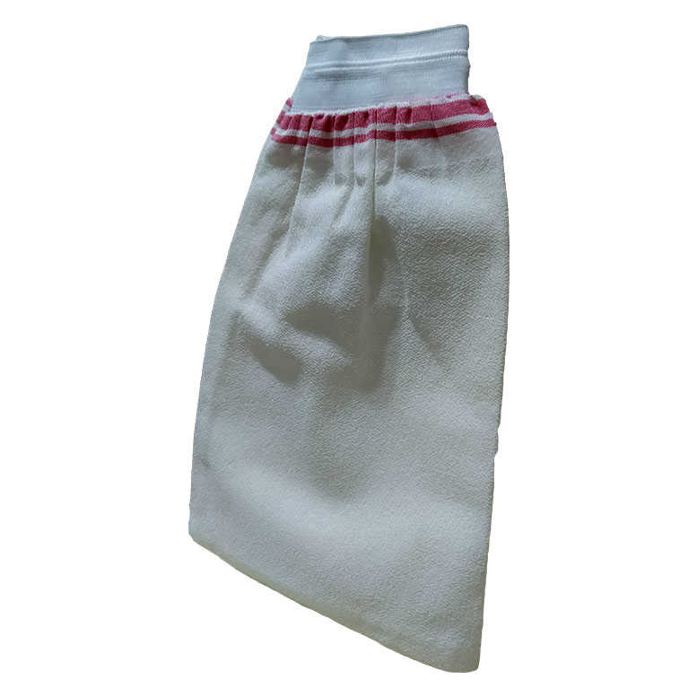 Silk Back and Body Washcloth with Elastic White 15X25