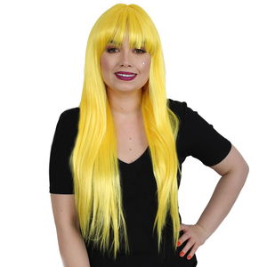 Kanekalon Fiber Synthetic Wig with Long Bangs / Yellow