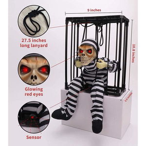 Moving Sound Sensor Prisoner Looking Skull Skeleton Decoration 22x27 cm