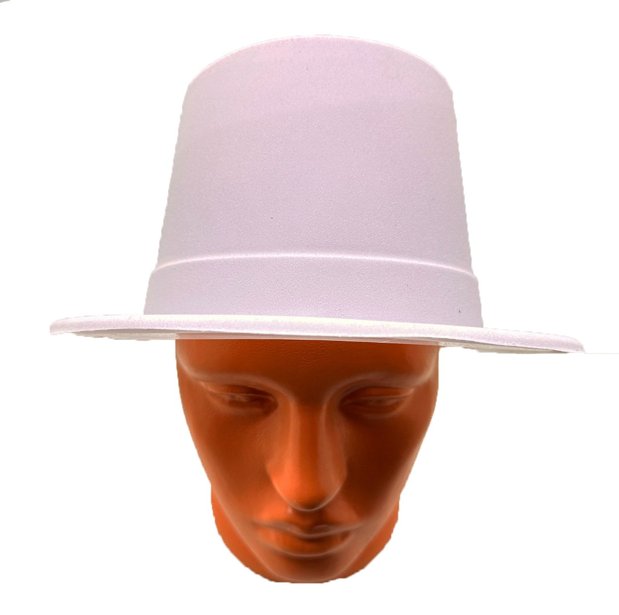 White Color Plastic Nubuck Velvet Flocking Trilby Hat 11 cm