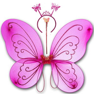 Fuchsia Color Butterfly Wing Crown and Bat 50x37 cm