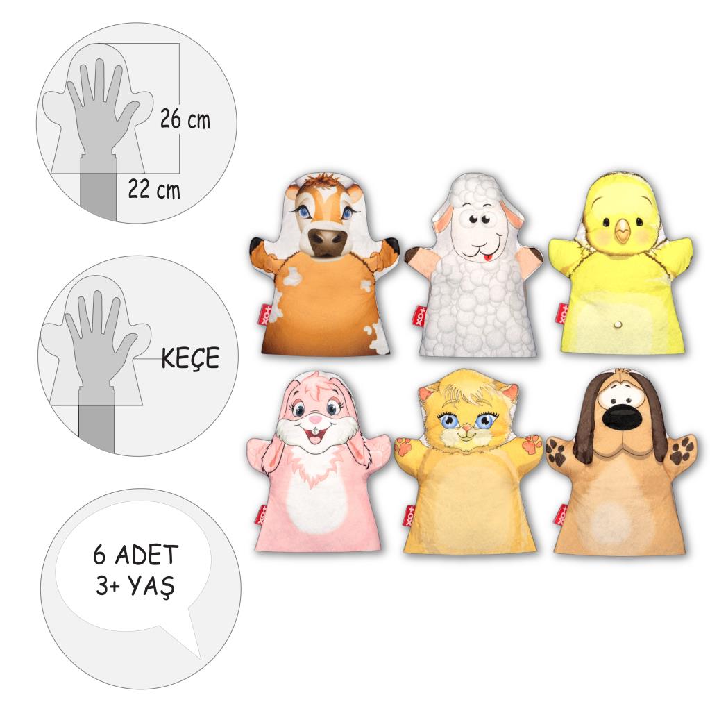 6 Piece Our Friends in the Village Hand Puppet Set , Educational Toy