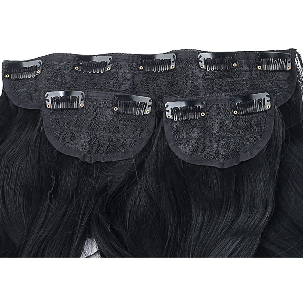 Kanekalon Fiber Synthetic Wavy Half Moon + 2 Side Hair Snaps / Black