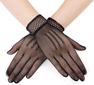 Black Color Lycra Mesh Gloves Fingered Knit Gloves Adult Size