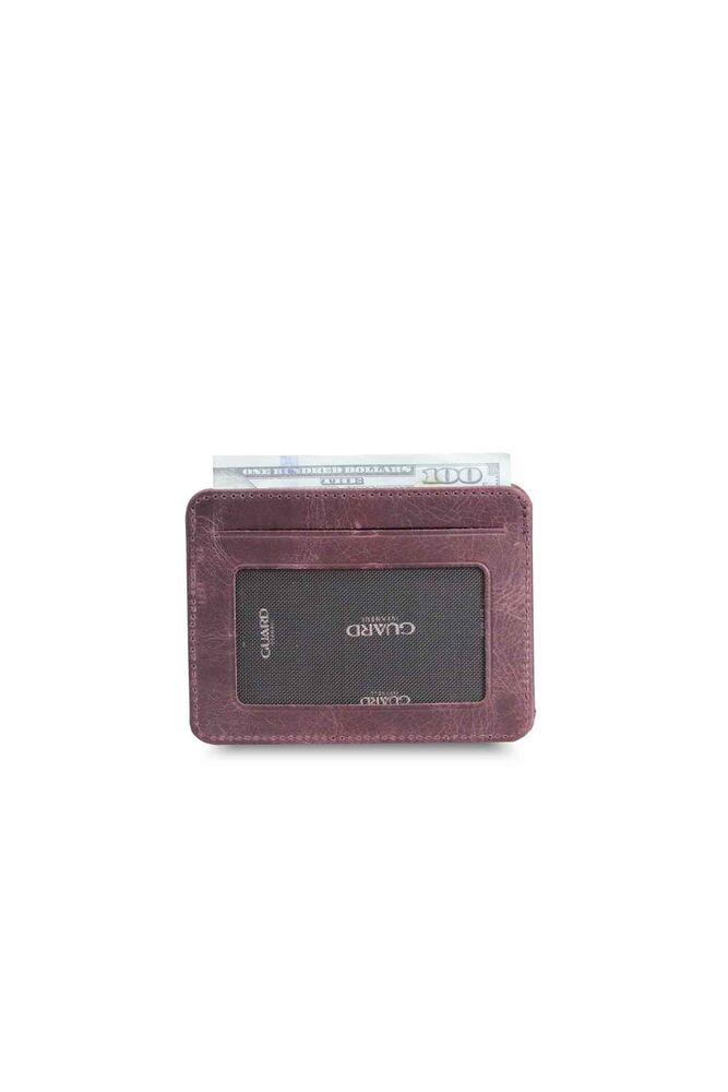 Vertical Crazy Burgundy Leather Card Holder