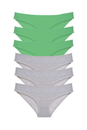 6pcs Super Eco Set Lycra Women Slip Panties Green Gray