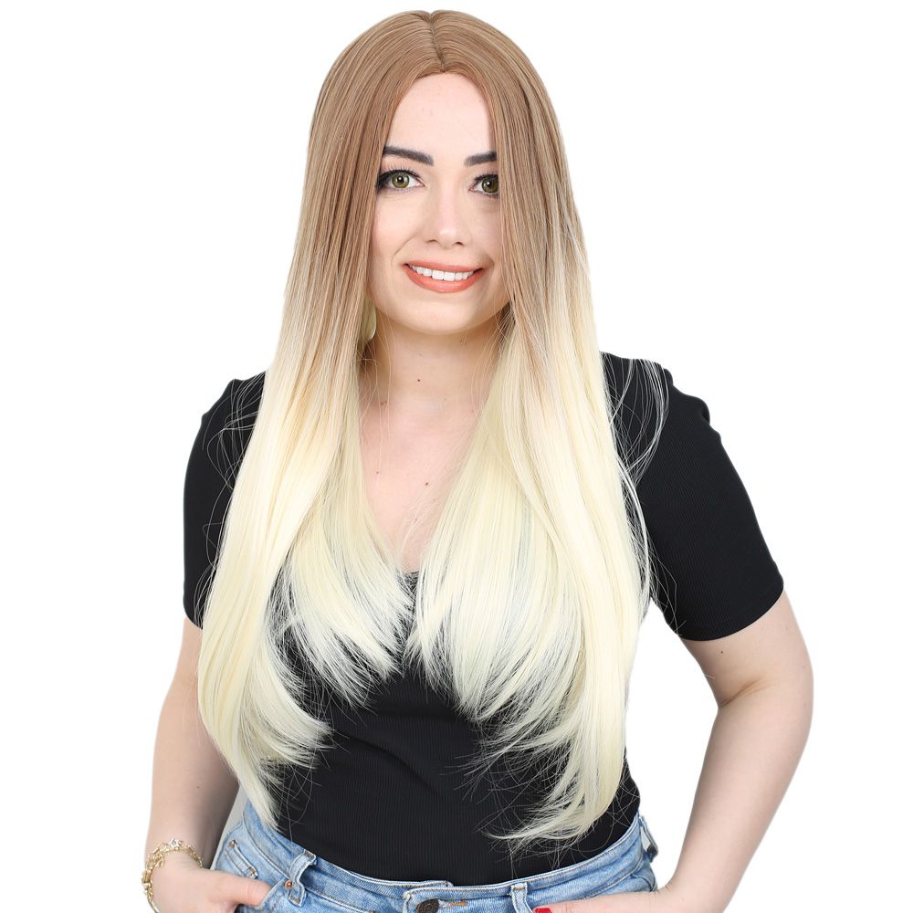 Kanekalon Fiber Synthetic Long Plain Wig / Balkup / Platinum Ombré